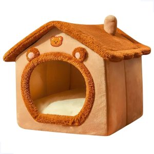 Casinha Cama Pet Macia Pelúcia Marrom Cabana Tenda Cão Gato