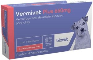 Biovet Vermífugo Vermivet Plus 660Mg Para Cães – 4 Comprimidos
