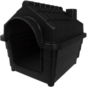 Casinha de Cachorro N8 Porte Grande Plástica PP Desmontável – Casa Pet Resistente à Chuva para Área Externa e Interna(BLACK)