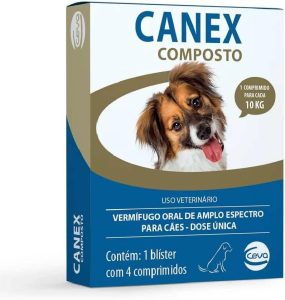 Ceva Vermífugo Canex Composto para Cães, 4 Comprimidos, multicolorido