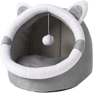 Toca Barraca Iglu Para Gatos e Cachorros Pequenos – Cama Caverna de Veludo com Almofada Removível e Lavável