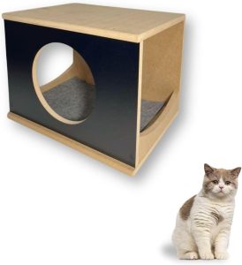Nicho Para Gato 1pç Montado Resistente Casinha para Gato Parede Tampo Fechado (Preto)