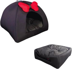 Cama Pet Casinha Cabana Toca Iglu com Almofada para Cães e Gatos Design Elegante com Detalhe em Laço