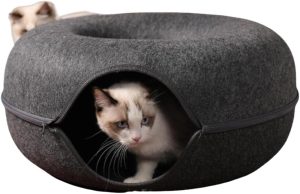 Cama Casinha Túnel De Feltro Toca Rosquinha Para Gatos Cães