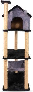 Arranhador Casa para Gatos 3 andares com rede e brinquedos Cat Veneza (Lunar Black)