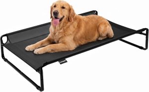 Cama Pet Suspensa para Cachorros Elevada Grande Textilene Respirável Antiderrapantes Preto G 110x77x21cm