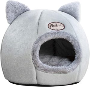 Mingzhe Barraca para animais de estimação cama caverna para gatos/cachorros pequenos veludo 2 em 1 2 em 1 para gatos/cama cabana com almofada removível lavável