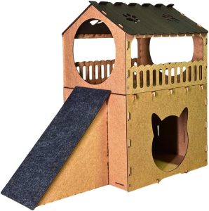 Casinha de Gato MDF CRU 2 Andares com Rampa Arranhador