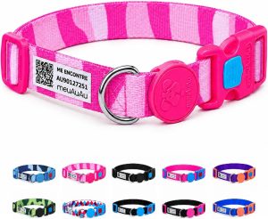 meuAuAu Coleira Cachorros Pequenos com Identificação QR Code, Coleira para Cães e Coleira Pet Inteligente sem Bateria, Ajustável em Poliéster Premium com Trava de Segurança (Armypink, P)
