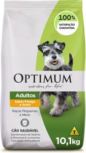 Ração Optimum para Cães Adultos Raças Pequenas e Minis Sabor Frango e Arroz 10,1kg