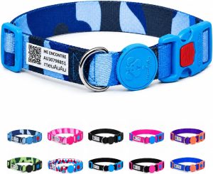 meuAuAu Coleira Cachorros Grandes com Identificação QR Code, Coleira para Cães e Coleira Pet Inteligente sem Bateria, Ajustável em Poliéster Premium com Trava de Segurança (Armyblue, G)
