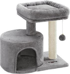 Feandrea Árvore para Gatos, Torre para Gatos com Poste de Sisal, Casa para Gatos, Cinza Claro BRPCT50WV1