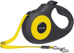 JAMBO PET Guia Retratil Para Cachorro, Friend 5m 50kg – Feito de Aço inox e plástico, Fita Brilha no Escuro – Grande