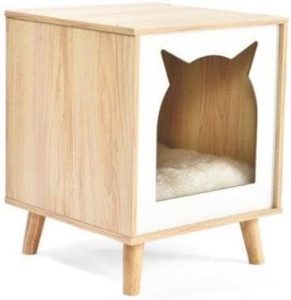 JAMBO PET Casinha De Madeira MDF Design Moderno Com Almofada Em Poliéster Para Gatos