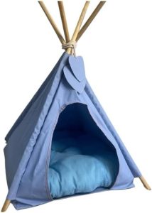 Cabana Toca Tenda Pet Impermeável para Gatos e Cães Pequeno Porte – Casinha com Colchão Macio Dobrável com Varetas e Design Decorativo Tamanho BB(Azul bebê Liso,G – A75cm x L68cm x C64cm)