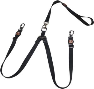 Guia Dupla Passeio Para Cachorro linha Sport Premium (Preto, G regula de 1,15m a 1,5m com fita na largura 25mm)