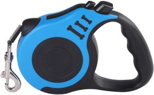 Coleira retrátil para cães, corda resistente, extensível, guia para cães para treinamento de animais de estimação, 3 m, azul