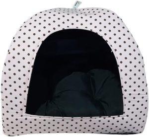 Cama Pet 2×1 Casinha Cabana Toca Iglu Almofada Cães Gato Rosa G
