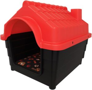 Casinha de Cachorro N5 Porte Médio com Colchonete – Casa Pet Plástica Resistente com Proteção UV para Cães(VERMELHA + COLCHONETE)