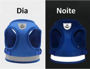 Coleira Peitoral Refletiva Ajustável Para Cães, Gatos e Outros Pets – Guia Resistente Confortável Material Respirável Fecho Seguro Ideal Para Passeios Noturnos Caminhadas E Treinamento Diário