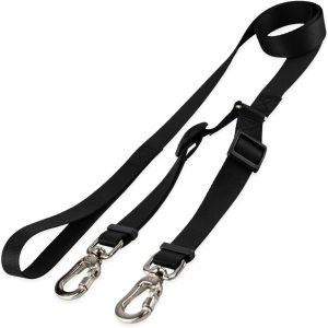 Basic Pet Coleira Guia Dupla Para Cães Cachorro Adestramento Passeio Porte Grande Médio Pequeno (Preto, G)