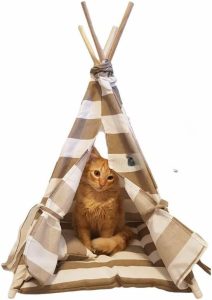 Tenda Cabana para Pets | Toca para Cães e Gatos | Cor Bege | Casinha Portátil