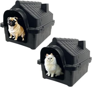 2x Casinha Pet N1 Casa para Cachorro Gato Conforto e Segurança (Preto, N1)