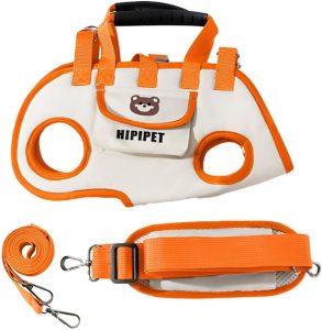 Coleira Peitoral 3 em 1 para Cães, Bolsa de Transporte, Guia e Alça de Ombro Ajustável para Cachorros de Pequeno, Médio e Grande Porte (Laranja, GG)