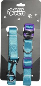 Great Pets Coleira com Guia para Cães M Azul Neon