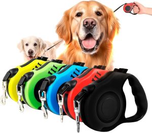 Coleira Guia Retrátil Para Pet, Guia De Passeio Para Cachorro, Cães, Gatos, Animais De Estimação, 5 Metros C/Trava De Segurança, RV Globi Imports. (Vermelho)
