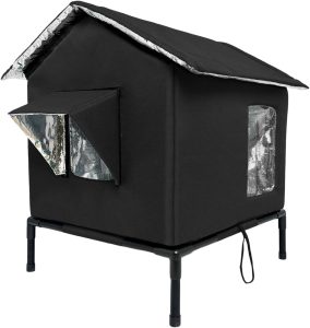 predolo Casinha de Gato Externa, Isolada e Impermeável, em Tecido Oxford, Abrigo Quente para Gatos de Rua, Ideal para o Inverno, para Uso em Pátios e, Preto, L