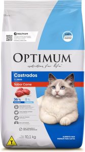 Ração Optimum para Gatos Adultos Castrados Sabor Carne 10,1kg