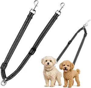 Guia Dupla Antienrosco 360° para Cães – Ajustável, Refletiva e Reforçada para Passeios Confortáveis e Sem Complicações