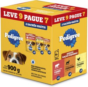 Ração Úmida Pedigree Sachê Carne, Cordeiro e Frango para Cães Adultos de Raças Pequenas 100 g – LEVE 9 PAGUE 7