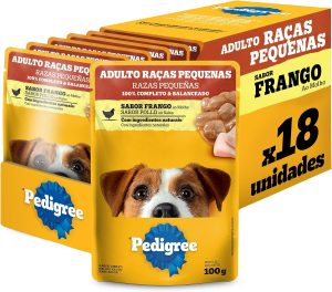 Pack Ração Úmida Pedigree Sachê Frango ao Molho para Cães Adultos de Raças Pequenas 100 g – 18 unidades