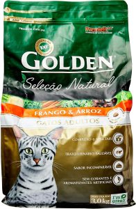 Premier Pet Ração Golden Seleção Natural para Gatos Adultos, 3kg, Sabor Frango e Arroz